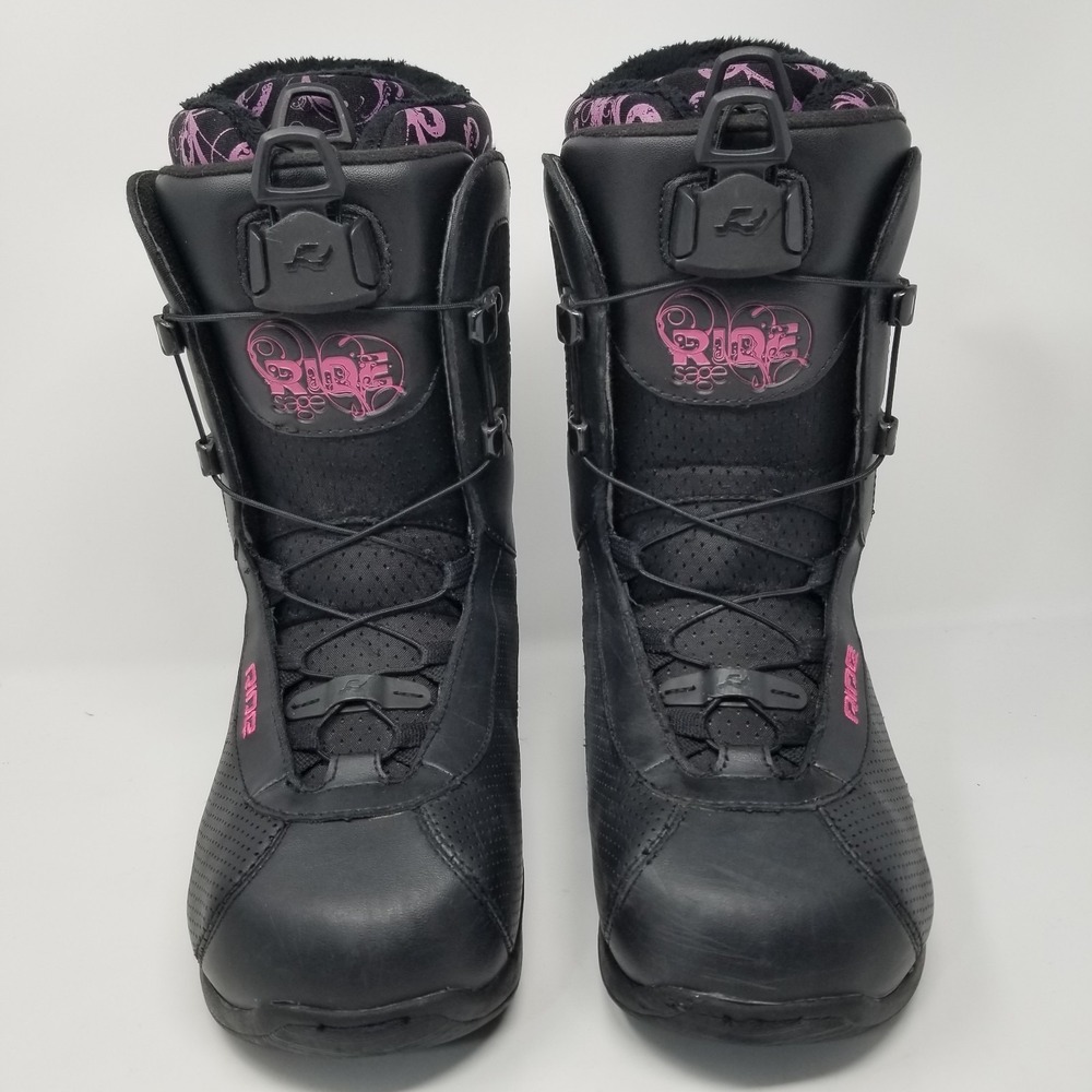 Women's Black Pink Purple RIDE SAGE Snowboard Boots Size 9.5 - Picture 2 of 16
